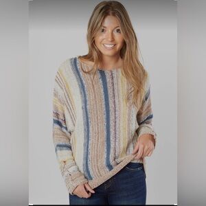 Jolt Vertical Striped Sweater-Oatmeal Multi